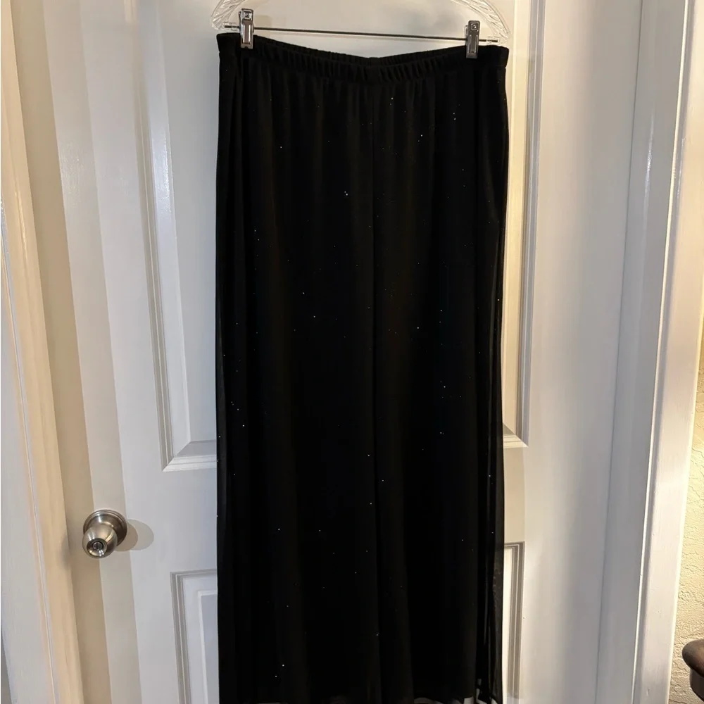 Dress Barn Black Shimmer Flowing Wide-Leg Palazzo Pants Sz 18/20